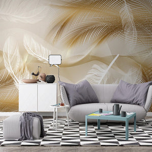 Golden Leaves Wallpaper Mural - Transform Your Space-Flower & Leaf Wallpaper