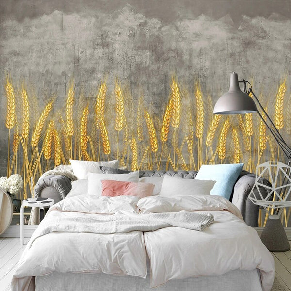 Golden Wheat Field Wallpaper for Home Wall Decor-Flower & Leaf Wallpaper
