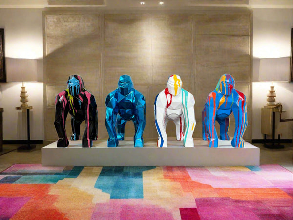 Gorilla Fiberglass Resin Pop Art Finish Sculpture-Statue & Ornaments