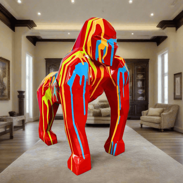 Gorilla Fiberglass Resin Pop Art Finish Sculpture-Statue & Ornaments