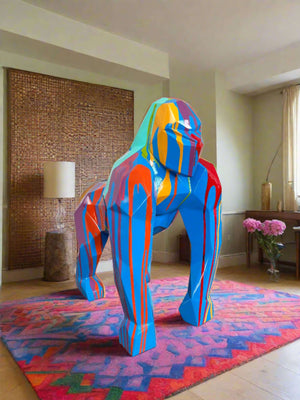 Gorilla Fiberglass Resin Pop Art Finish Sculpture-Statue & Ornaments