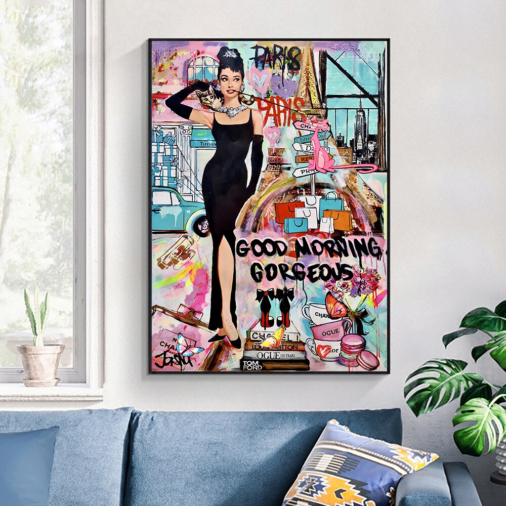 Graffiti Art Hepburn Canvas Wall Art-Wall Posters