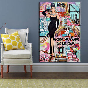 Graffiti Art Hepburn Canvas Wall Art-Wall Posters