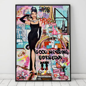 Graffiti Art Hepburn Canvas Wall Art-Wall Posters