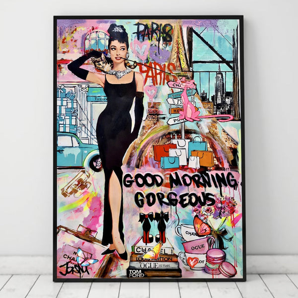 Graffiti Art Hepburn Canvas Wall Art-Wall Posters