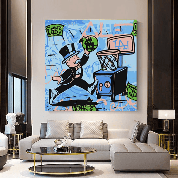 Graffiti Art Love Heart Money Basket Monopoly Making Money Canvas Wall Art-Wall Posters