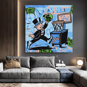 Graffiti Art Love Heart Money Basket Monopoly Making Money Canvas Wall Art-Wall Posters