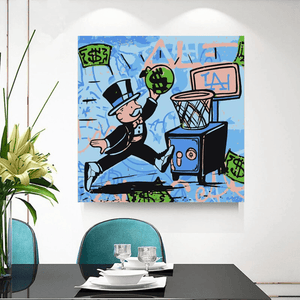 Graffiti Art Love Heart Money Basket Monopoly Making Money Canvas Wall Art-Wall Posters
