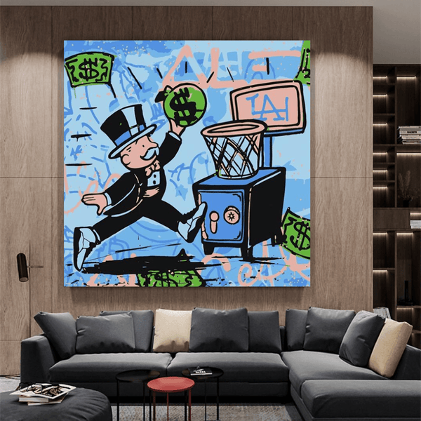 Graffiti Art Love Heart Money Basket Monopoly Making Money Canvas Wall Art-Wall Posters