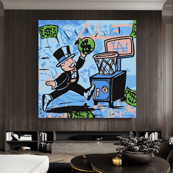Graffiti Art Love Heart Money Basket Monopoly Making Money Canvas Wall Art-Wall Posters