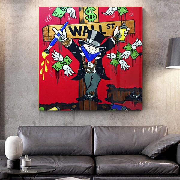 Graffiti Art Love Heart Money Monopoly Making Money Canvas Wall Art-Wall Posters