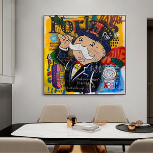 Graffiti Art Love Time Watch Monopoly Making Money Canvas Wall Art-Wall Posters