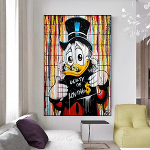 Graffiti Art Scrooge Donald Duck Guilty of Love Canvas Wall Art-Wall Posters