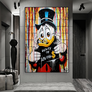 Graffiti Art Scrooge Donald Duck Guilty of Love Canvas Wall Art-Wall Posters