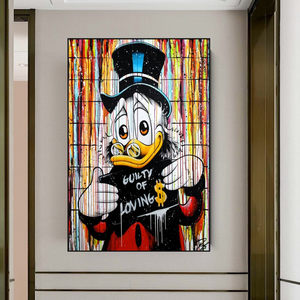 Graffiti Art Scrooge Donald Duck Guilty of Love Canvas Wall Art-Wall Posters