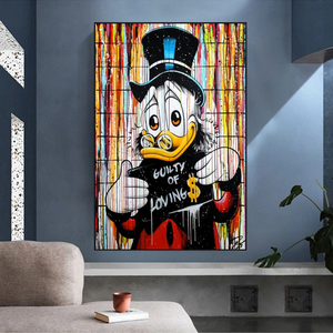 Graffiti Art Scrooge Donald Duck Guilty of Love Canvas Wall Art-Wall Posters