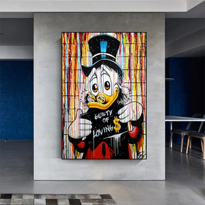 Graffiti Art Scrooge Donald Duck Guilty of Love Canvas Wall Art-Wall Posters