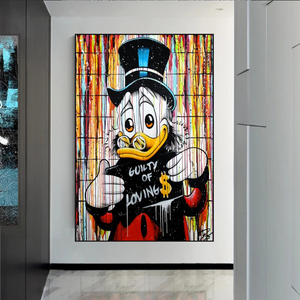 Graffiti Art Scrooge Donald Duck Guilty of Love Canvas Wall Art-Wall Posters