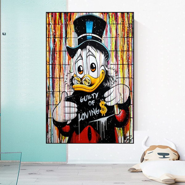 Graffiti Art Scrooge Donald Duck Guilty of Love Canvas Wall Art-Wall Posters