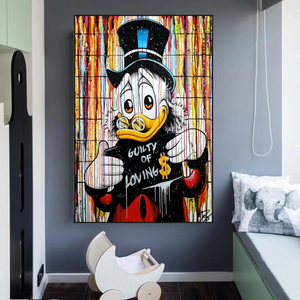 Graffiti Art Scrooge Donald Duck Guilty of Love Canvas Wall Art-Wall Posters