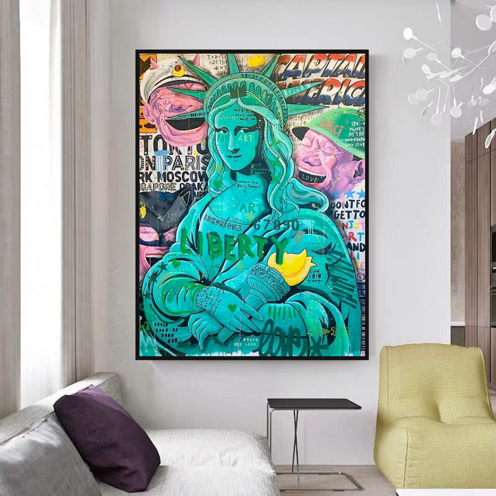 Graffiti Art Sculpture Statue Of Liberty Canvas Wall Art-Wall Posters