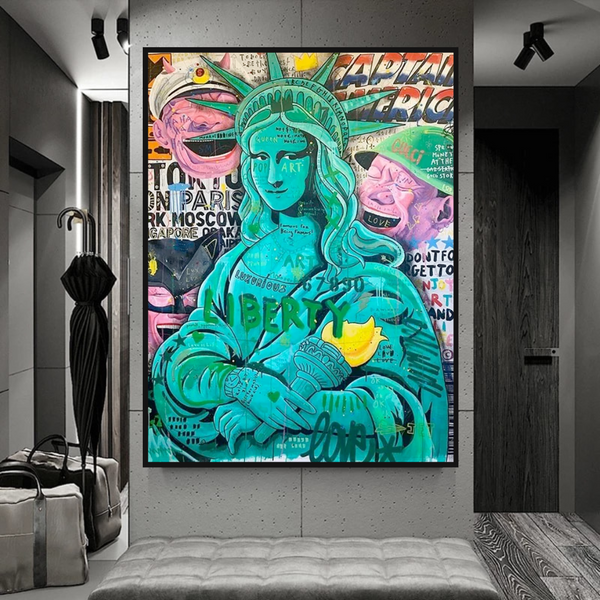 Graffiti Art Sculpture Statue Of Liberty Canvas Wall Art-Wall Posters