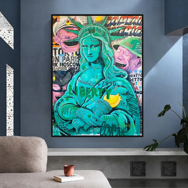 Graffiti Art Sculpture Statue Of Liberty Canvas Wall Art-Wall Posters