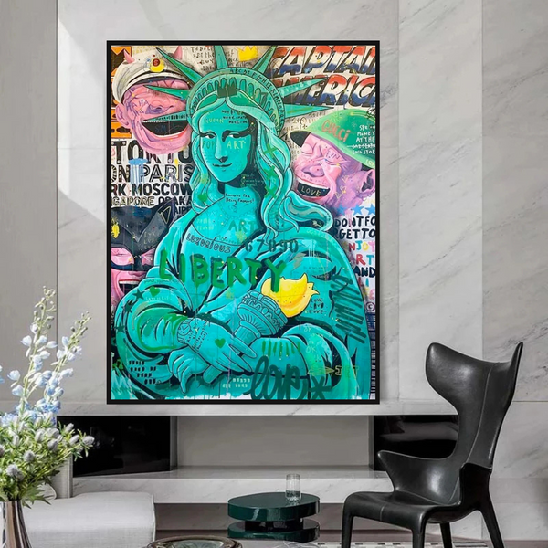 Graffiti Art Sculpture Statue Of Liberty Canvas Wall Art-Wall Posters