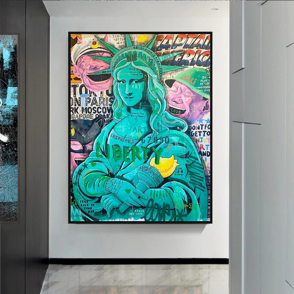 Graffiti Art Sculpture Statue Of Liberty Canvas Wall Art-Wall Posters