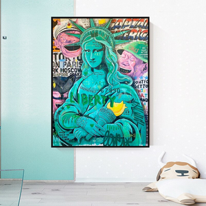 Graffiti Art Sculpture Statue Of Liberty Canvas Wall Art-Wall Posters