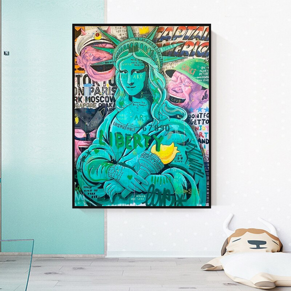 Graffiti Art Sculpture Statue Of Liberty Canvas Wall Art-Wall Posters