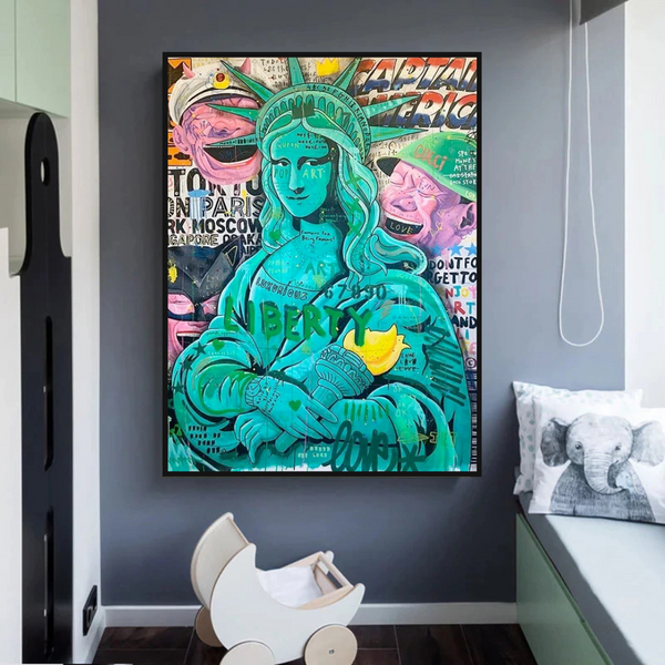 Graffiti Art Sculpture Statue Of Liberty Canvas Wall Art-Wall Posters