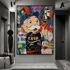 Graffiti Artwork Monopoly Rich Man Canvas Wall Art-Wall Posters