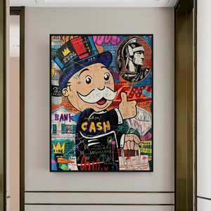 Graffiti Artwork Monopoly Rich Man Canvas Wall Art-Wall Posters