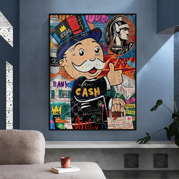Graffiti Artwork Monopoly Rich Man Canvas Wall Art-Wall Posters