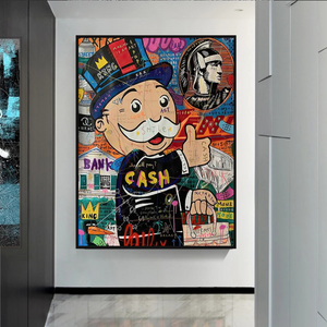 Graffiti Artwork Monopoly Rich Man Canvas Wall Art-Wall Posters