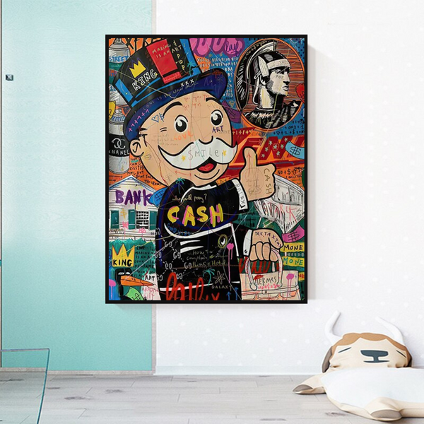 Graffiti Artwork Monopoly Rich Man Canvas Wall Art-Wall Posters