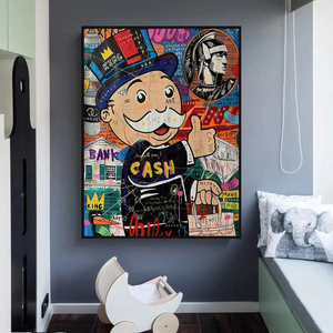 Graffiti Artwork Monopoly Rich Man Canvas Wall Art-Wall Posters