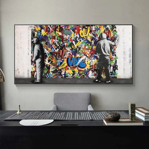 Graffiti Banksy Paintings on The Wall Canvas Wall Art-Banksy Wall Poster
