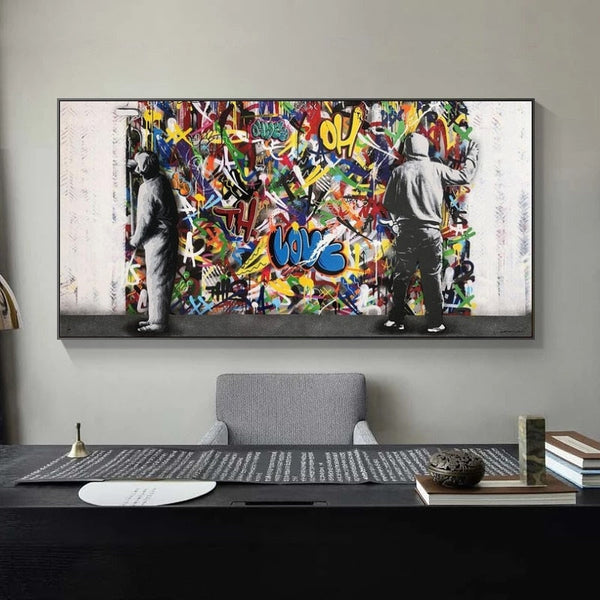 Graffiti Banksy Paintings on The Wall Canvas Wall Art-Banksy Wall Poster