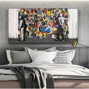 Graffiti Banksy Paintings on The Wall Canvas Wall Art-Banksy Wall Poster