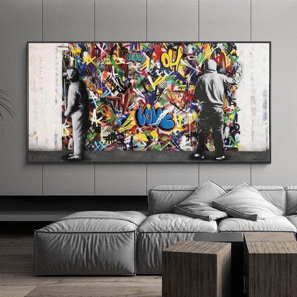 Graffiti Banksy Paintings on The Wall Canvas Wall Art-Banksy Wall Poster