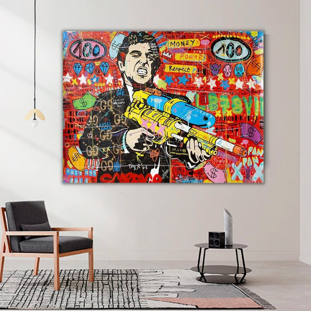 Graffiti Canvas Wall Poster - Godfather Scarface Pablo Design-Scarface Wall Poster