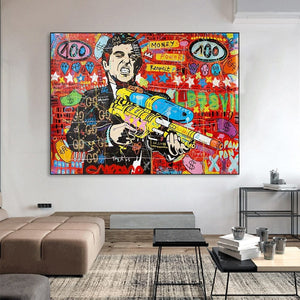 Graffiti Canvas Wall Poster - Godfather Scarface Pablo Design-Scarface Wall Poster