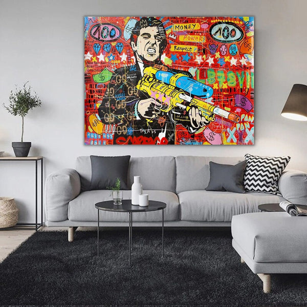 Graffiti Canvas Wall Poster - Godfather Scarface Pablo Design-Scarface Wall Poster