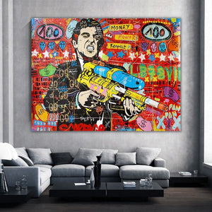 Graffiti Canvas Wall Poster - Godfather Scarface Pablo Design-Scarface Wall Poster