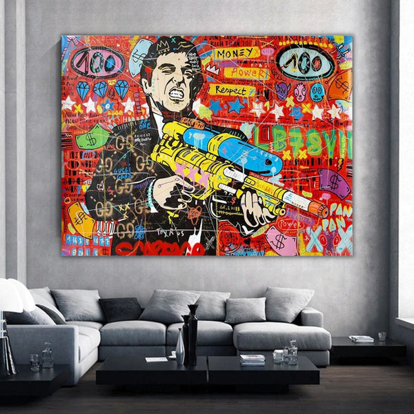 Graffiti Canvas Wall Poster - Godfather Scarface Pablo Design-Scarface Wall Poster