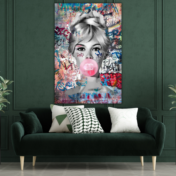 Graffiti Chewing Gum Sexy Lady Canvas Wall Art-Wall Posters