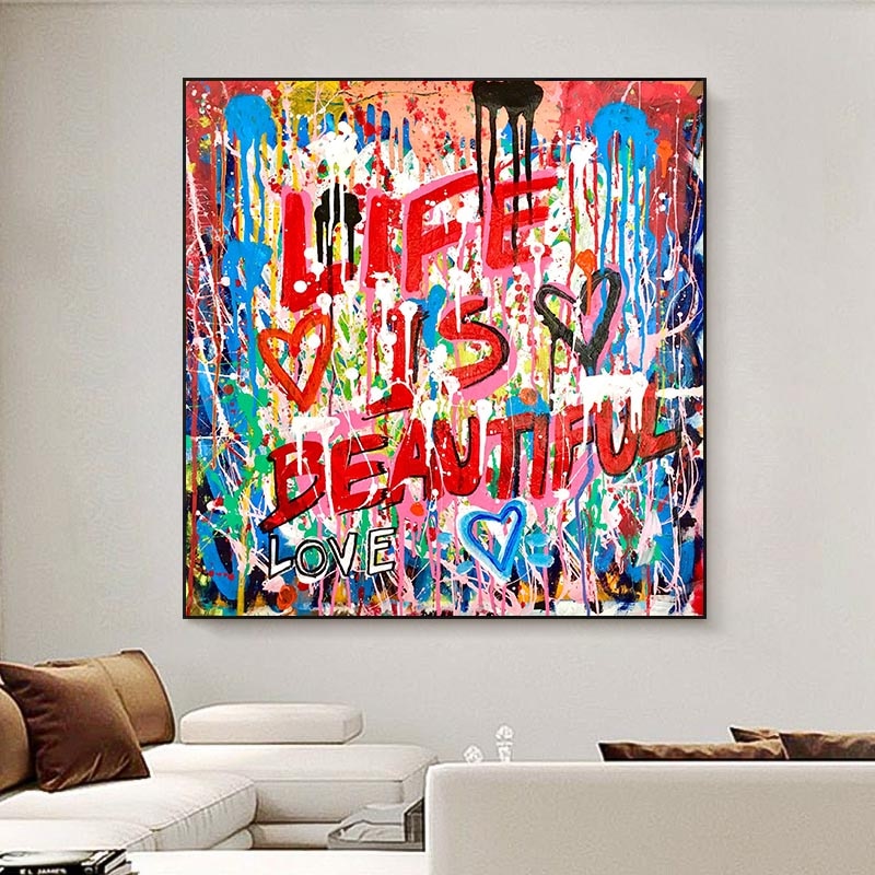 Graffiti Follow Your Dreams Canvas Wall Art-Wall Posters