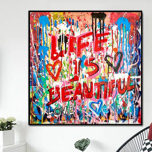 Graffiti Follow Your Dreams Canvas Wall Art-Wall Posters